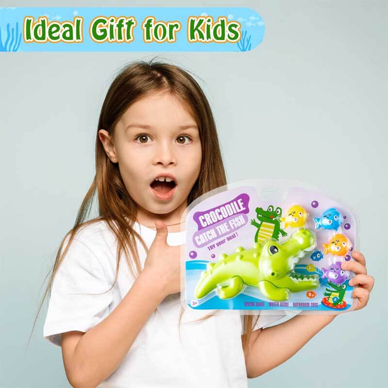 Juego de juguetes de baño de cocodrilo y pez Fidtoy para niños pequeños de 1 a 5 años – Juego acuático interactivo y seguro