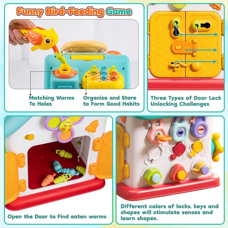 Fidtoy Montessori Busy Cube for Toddlers – Interactive Learning Toy for Early Skills Development, Fine Motor, and Cognitive Growth