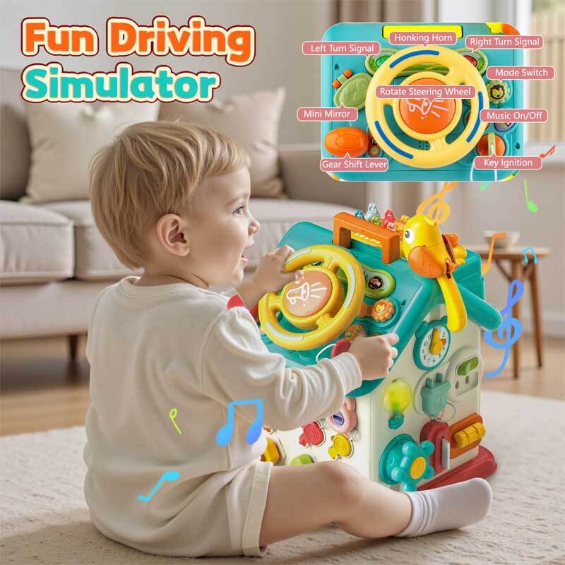 Fidtoy Montessori Busy Cube for Toddlers – Interactive Learning Toy for Early Skills Development, Fine Motor, and Cognitive Growth