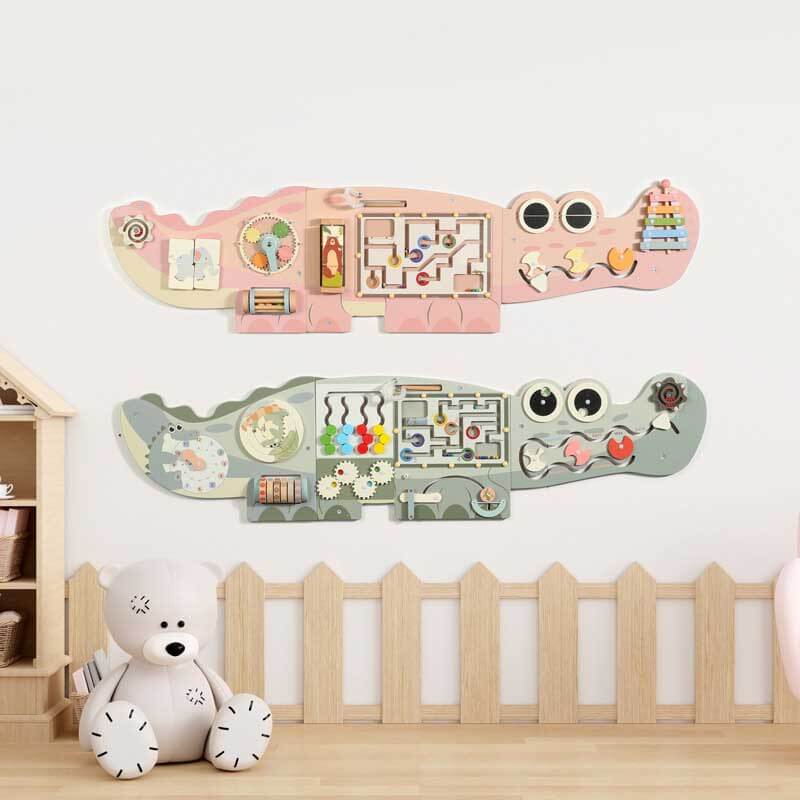 Fidtoy Tablero de Actividades de Madera para Pared – Juguete Montessori de Aprendizaje Multisensorial para Niños Pequeños