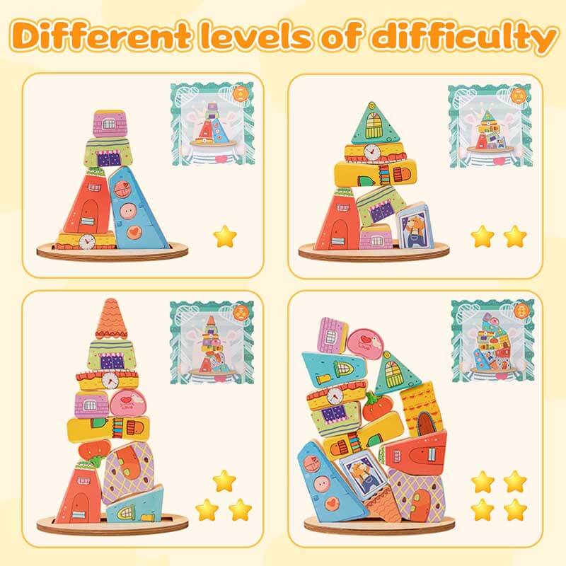 Fidtoy Balanced Stacking Wooden Blocks for Kids | Educational STEM Building and Fine Motor Skill Toy