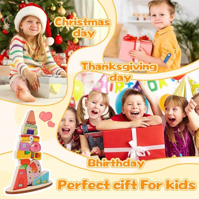 Fidtoy Balanced Stacking Wooden Blocks for Kids | Educational STEM Building and Fine Motor Skill Toy