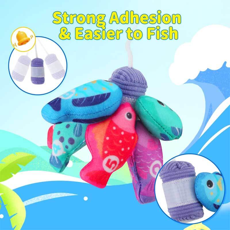 Fidtoy Montessori Fishing Toy Set for Toddlers 1-3 – Cloth Fish, Buckets & Interactive Play