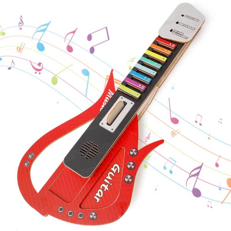 Fidtoy DIY Wooden Guitar for Kids 5+ – Build Your Own Musical Instrument Kit for Piano, Guitar & Bass