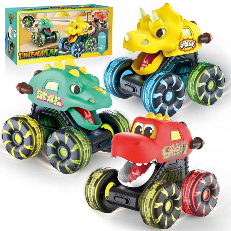Fidtoy Dinosaur Monster Truck Toy Set for Toddlers with LED Lights