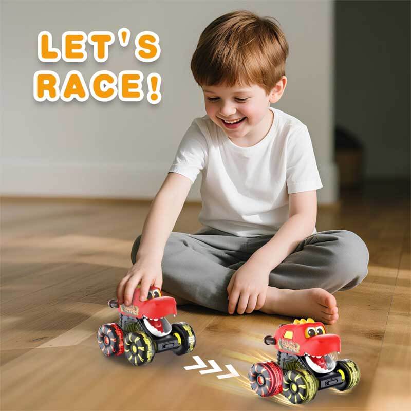 Fidtoy Dinosaur Monster Truck Toy Set for Toddlers with LED Lights