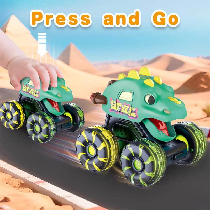 Fidtoy Dinosaur Monster Truck Toy Set for Toddlers with LED Lights