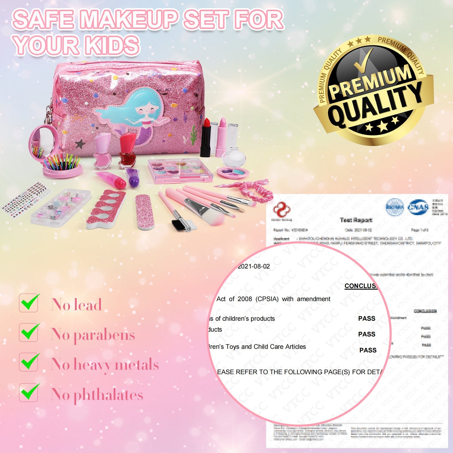 Fidtoy Mermaid Makeup Kit for Kids with Bag and Beauty Set