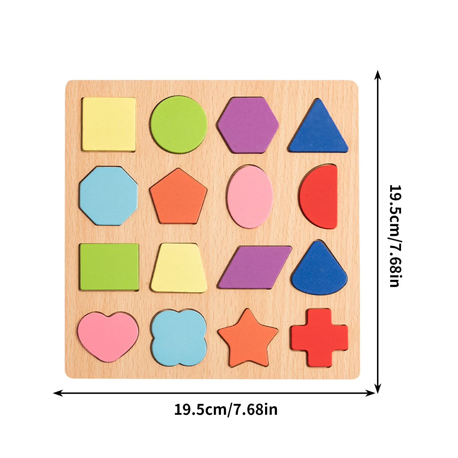 Fidtoy Wooden Geometric Shape Puzzle Board for Toddlers