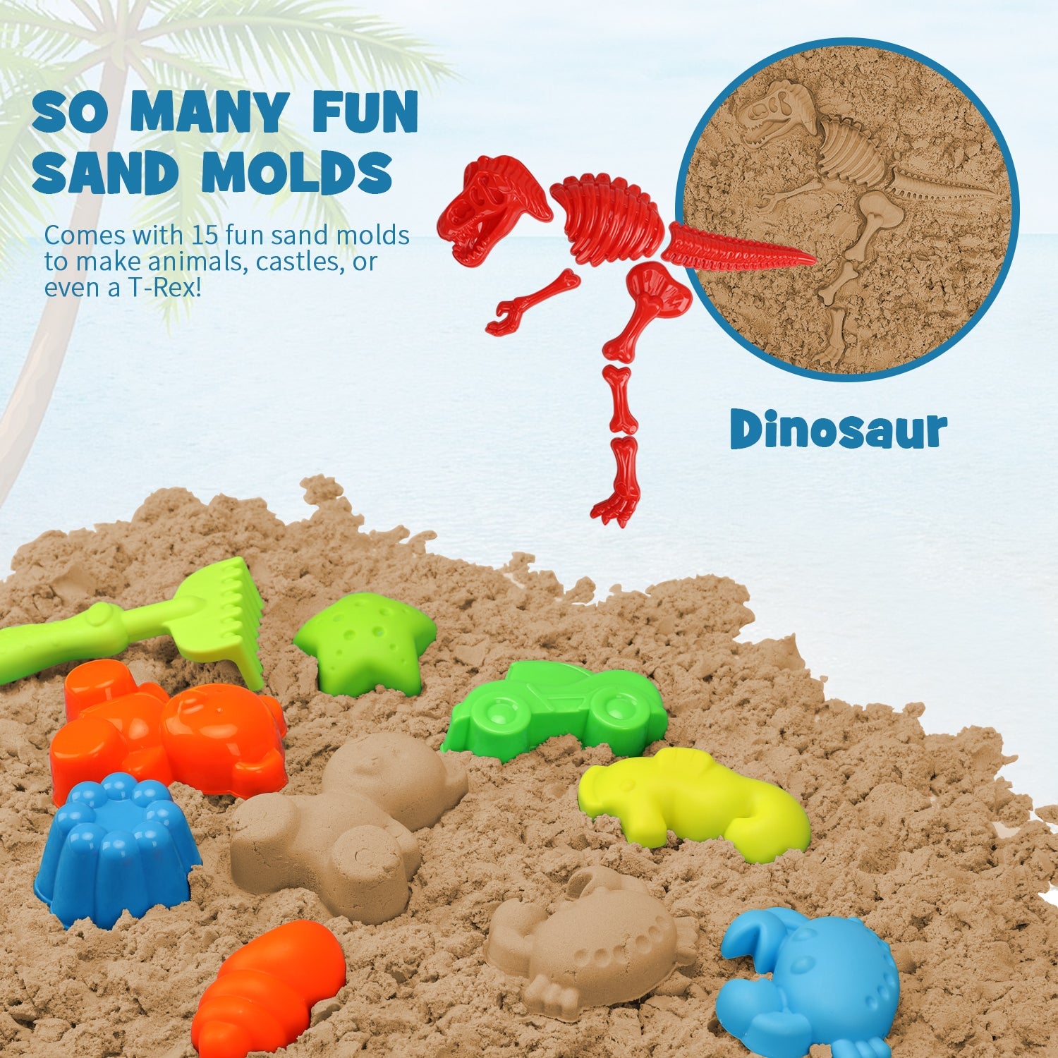 Fidtoy Beach Toy Set for Kids 3-10 with Buckets and Molds