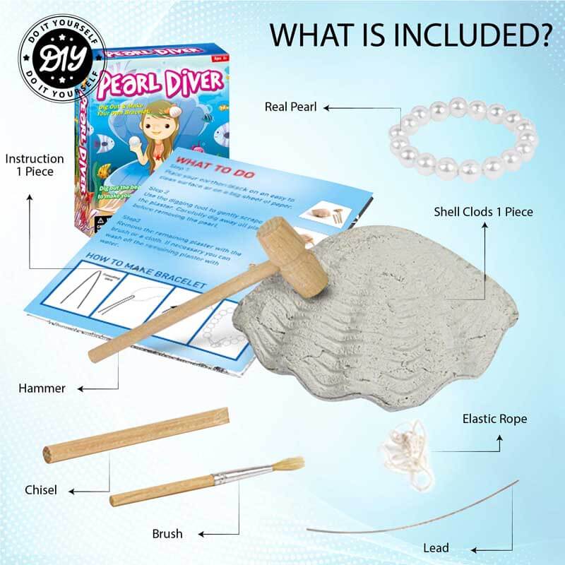 Fidtoy Seashell Excavation Kit for Kids 3+ – STEM Learning & DIY Pearl Bracelet Activity