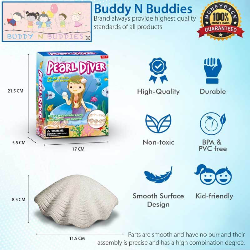 Fidtoy Seashell Excavation Kit for Kids 3+ – STEM Learning & DIY Pearl Bracelet Activity