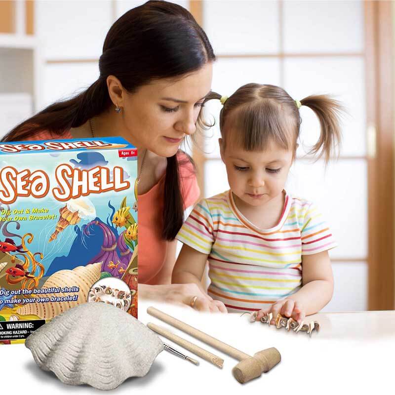 Fidtoy Seashell Excavation Kit for Kids 3+ – STEM Learning & DIY Pearl Bracelet Activity