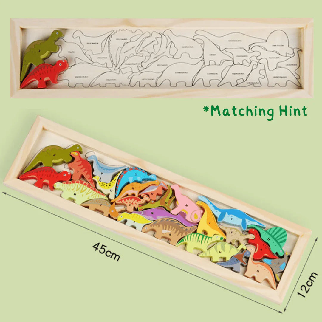 Wooden Puzzle Dinosaur Blocks with Alphabets