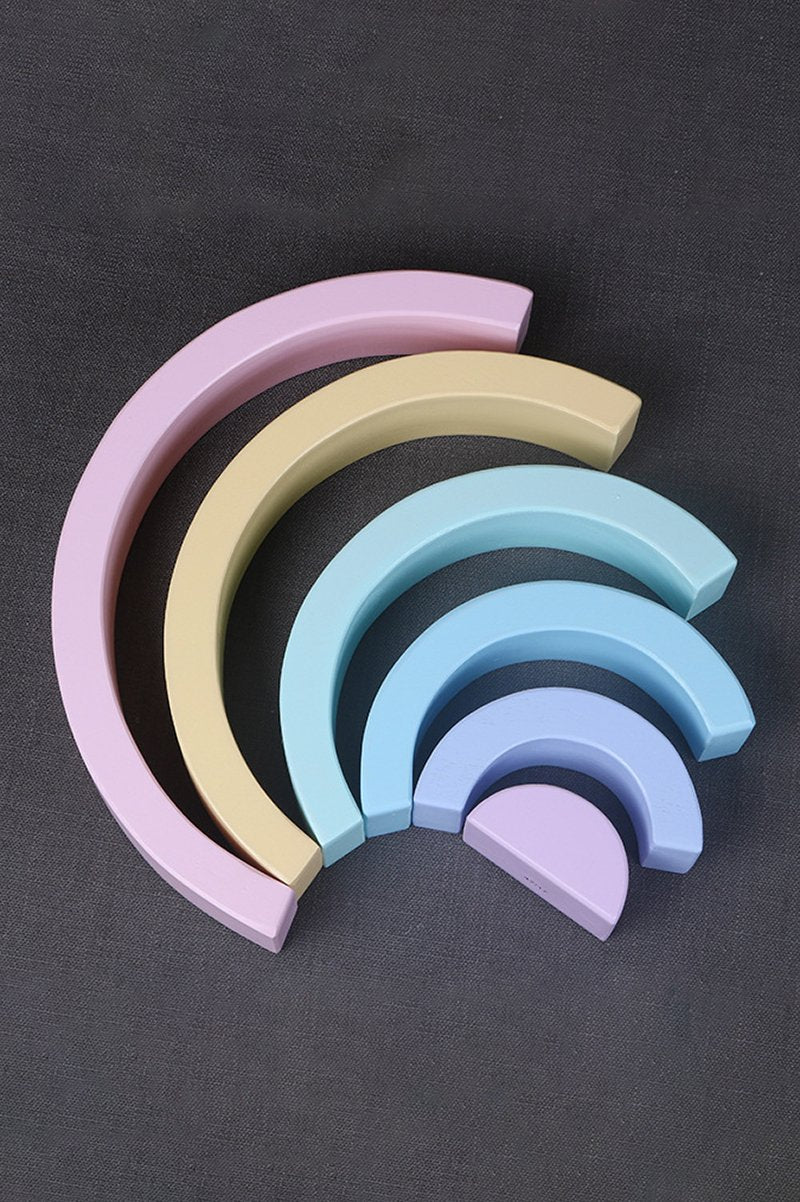 6-Piece Rainbow Wooden Montessori Blocks