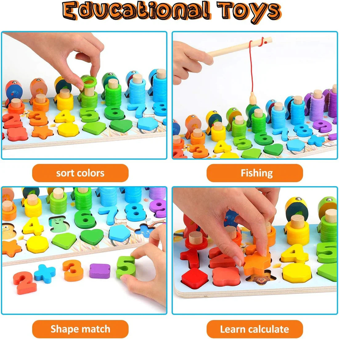 4in1 Wooden Magnetic Fish Counting Board