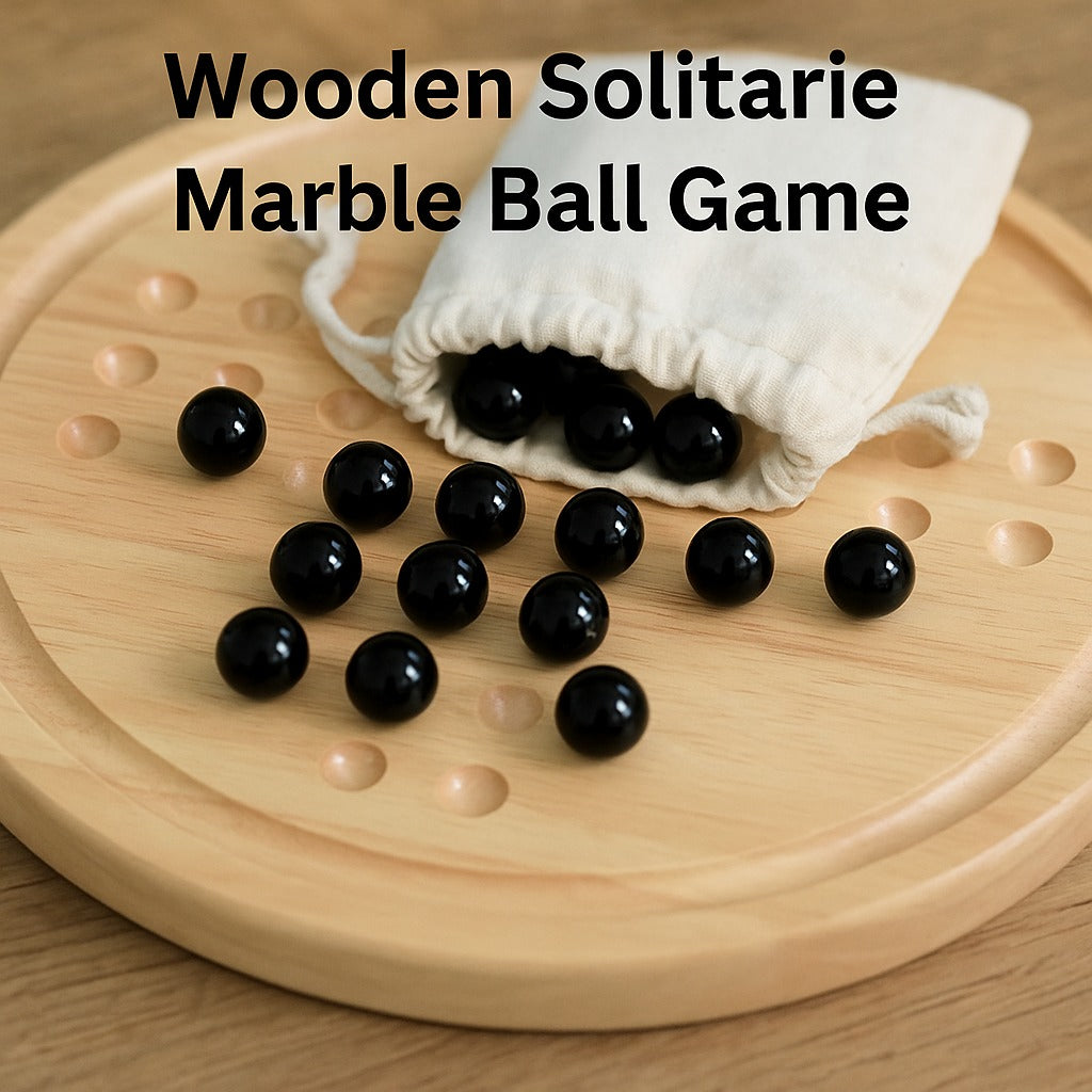 Solitaire Wooden Game with Marble Ball - 014
