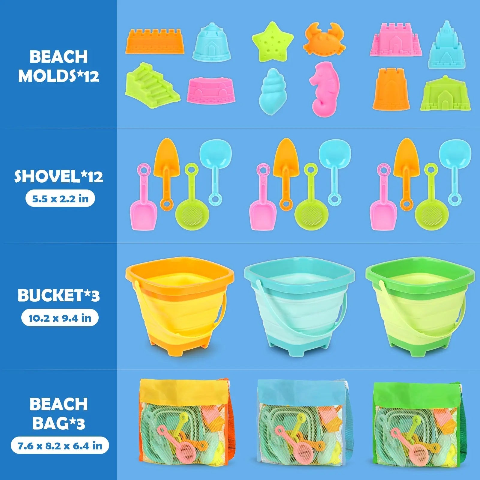 Ensemble de 30 jouets de plage pliables pour enfants de 3 à 10 ans