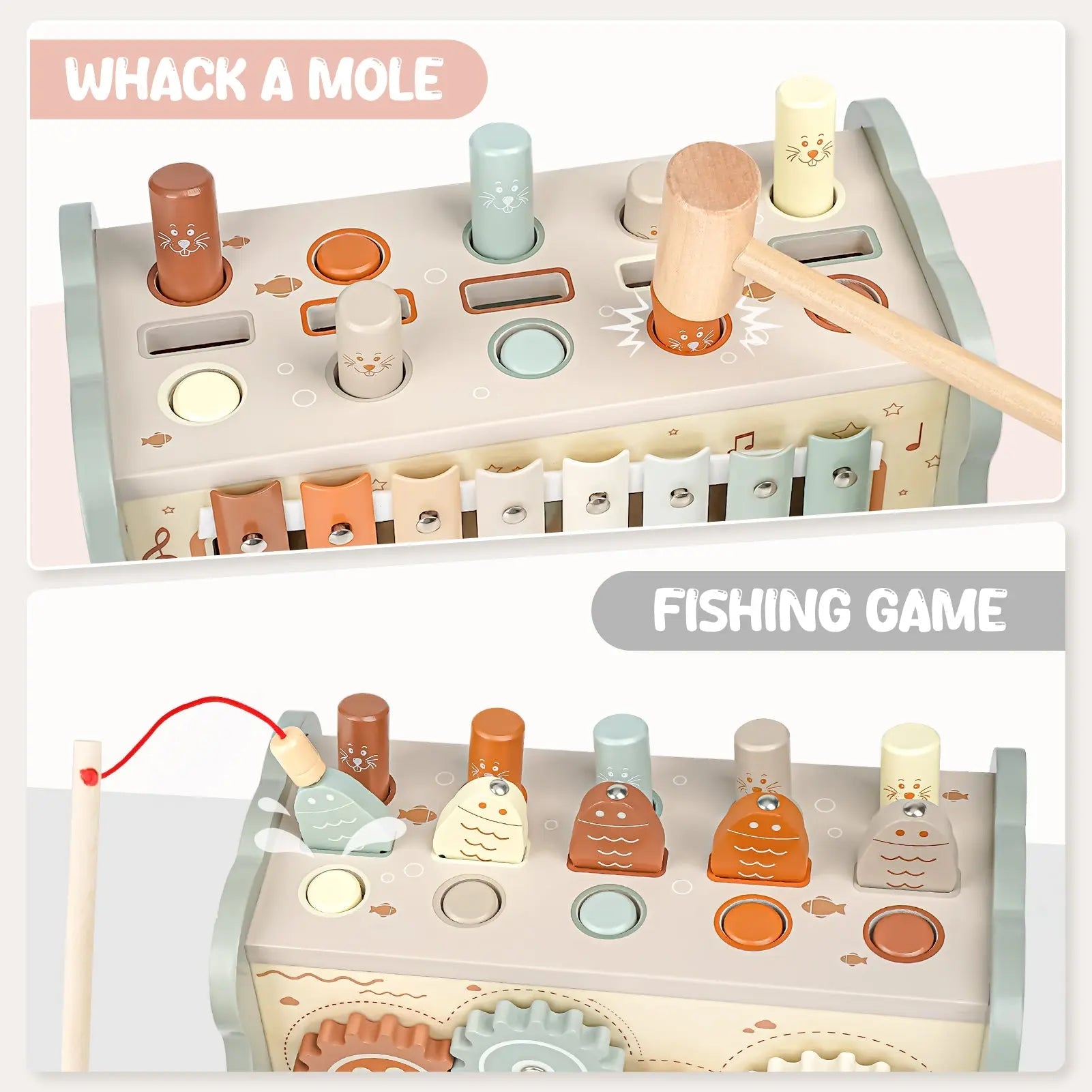 Juego de juguetes musicales sensoriales Fidtoy para niños pequeños - Juguete educativo de madera Montessori