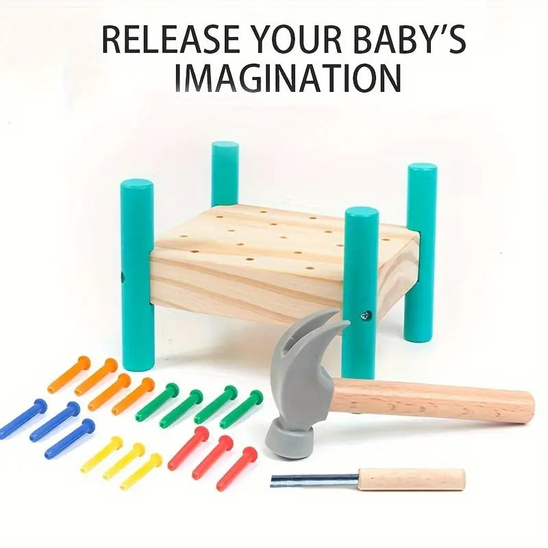 Interactive Nailing Wooden Table Activity Hammering Bench - 603