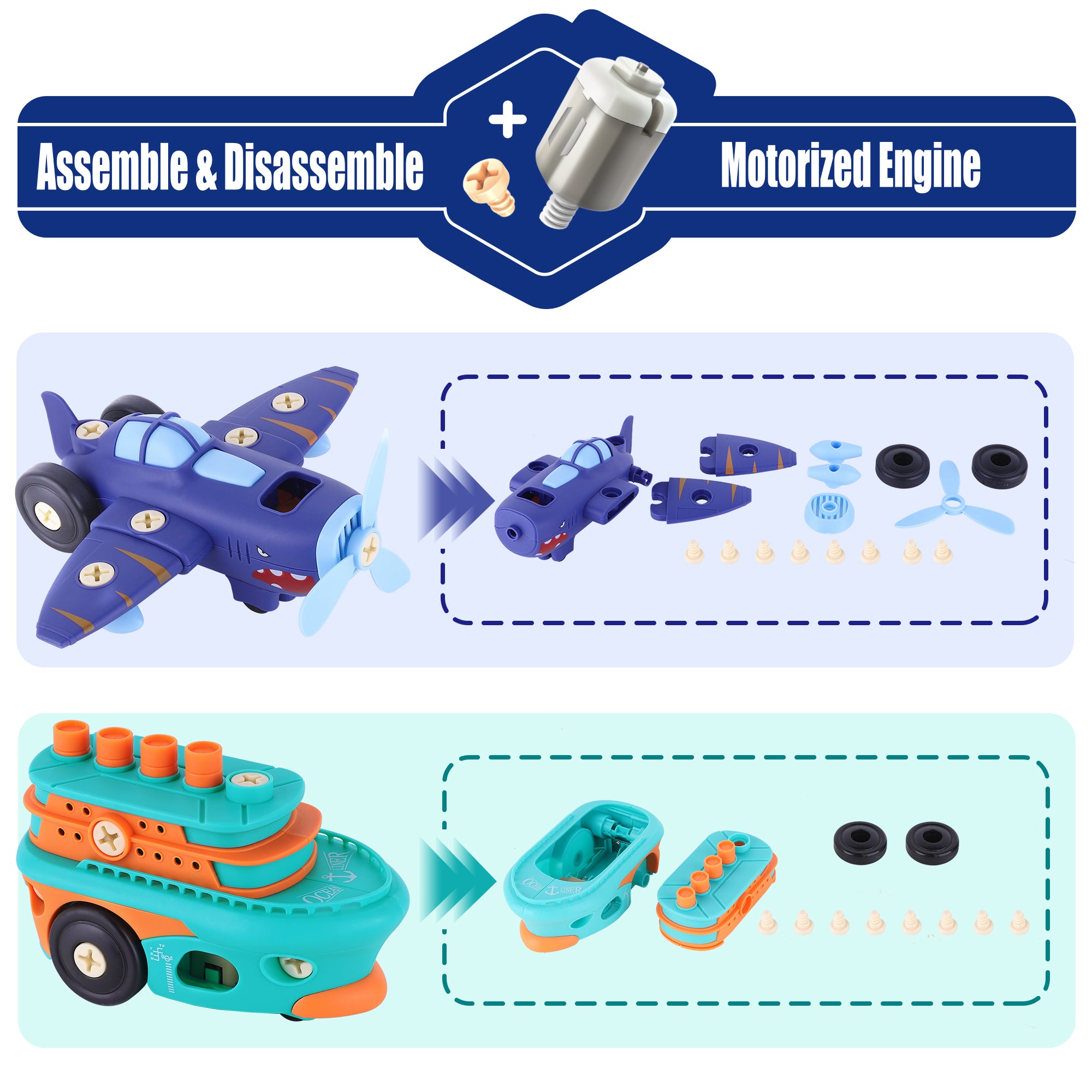 Electronic Take Apart Toy Set, Kids Assembly Vehicle Playset