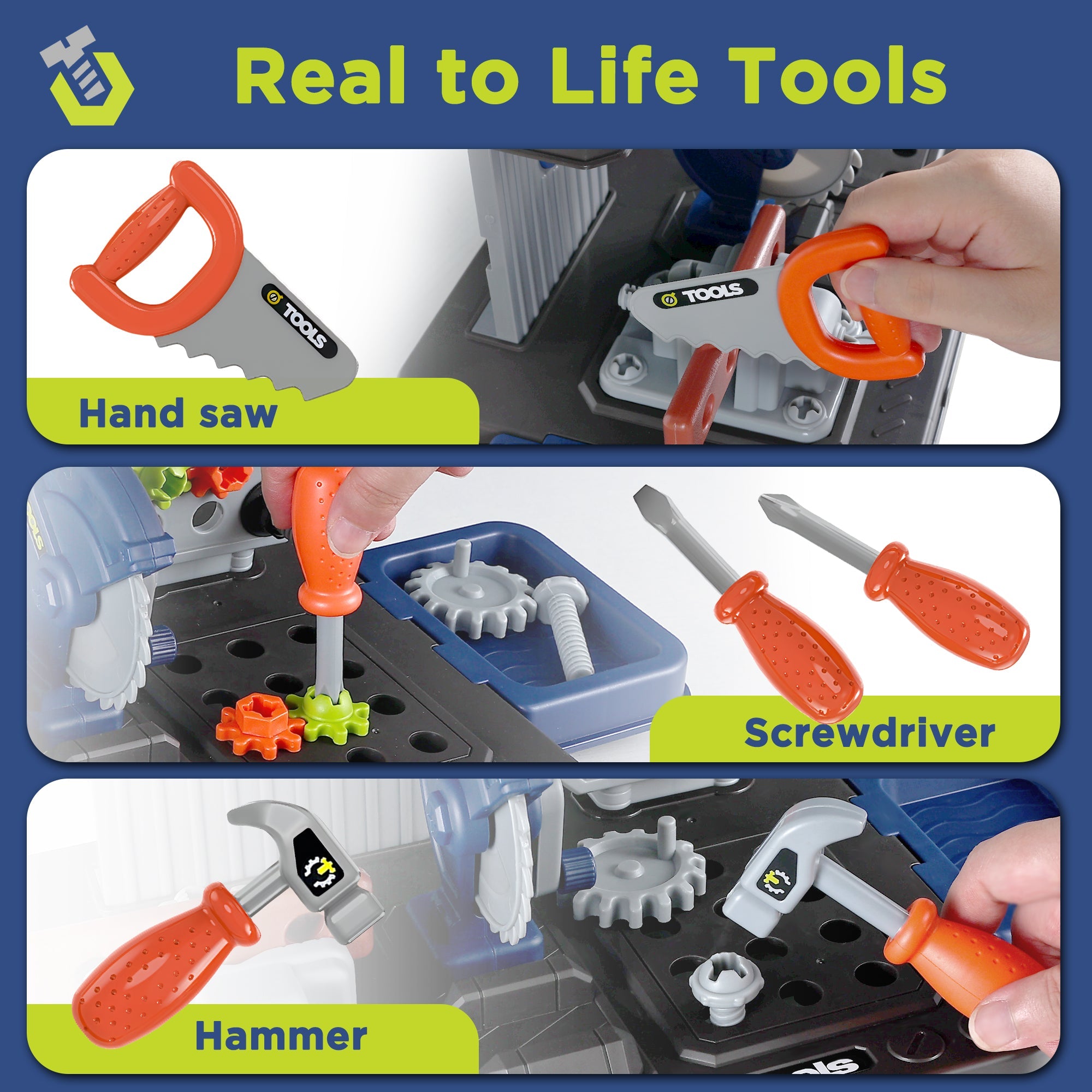 Kids Tool Bench Set, Pretend Play Construction Workbench Toys