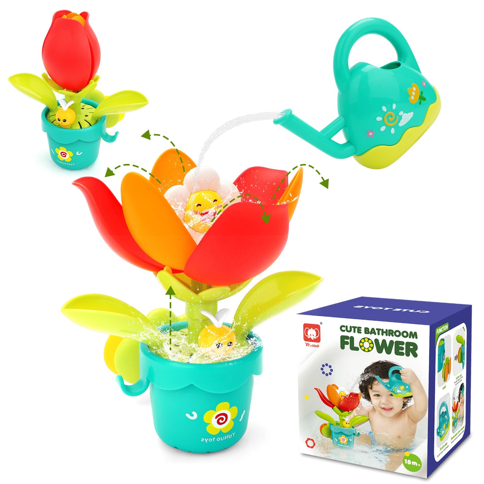 Garden Flowerpot Baby Bath Toys Baby Sensory Enlightenment Game Bath Toys Creative Puzzle Gift Suitable for children 18 months