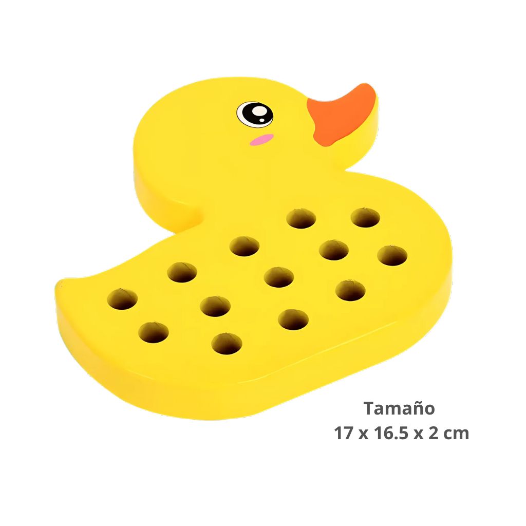 Set de Enhebrado Patito y Elefante de Madera