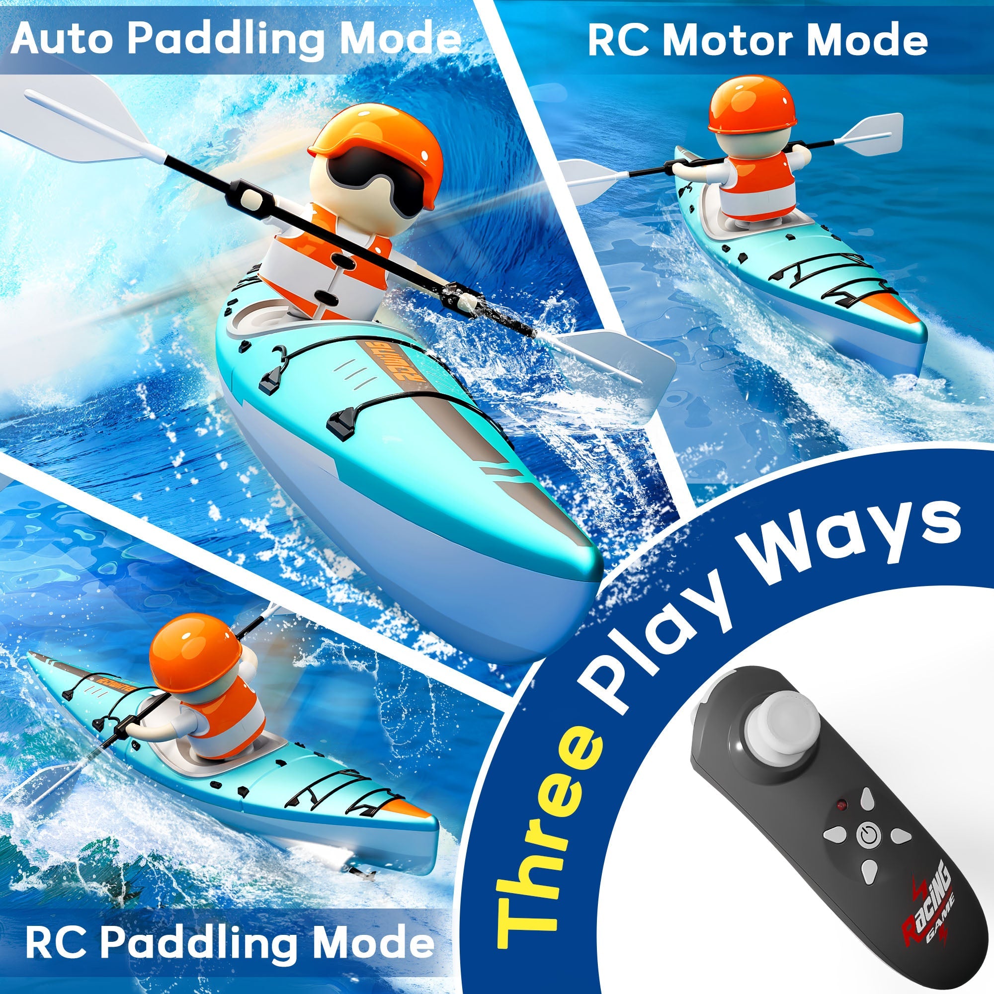 Kids Remote Control Boat Toy (Blue)