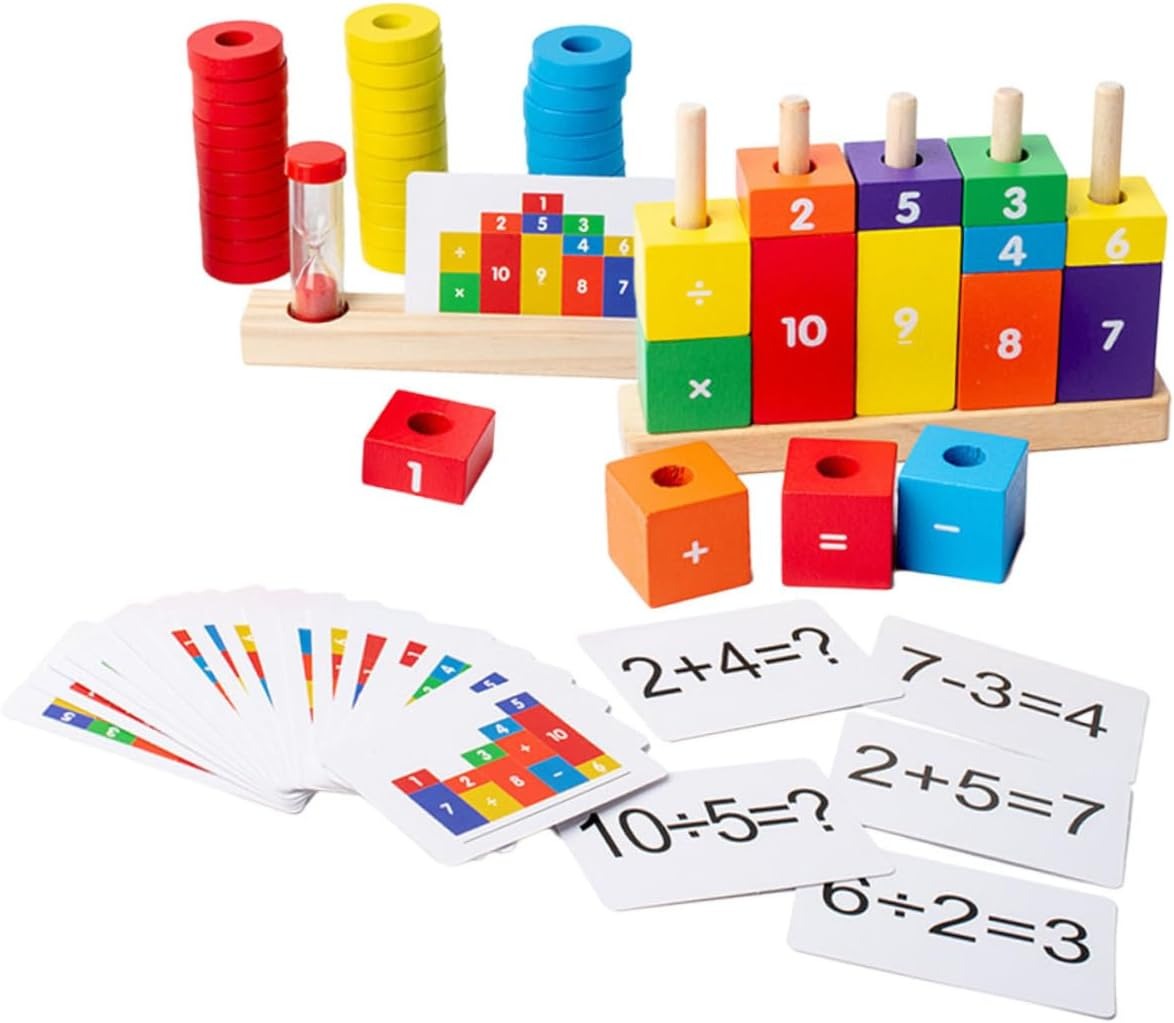 Wooden Math Learning Number Stacking Blocks - 068