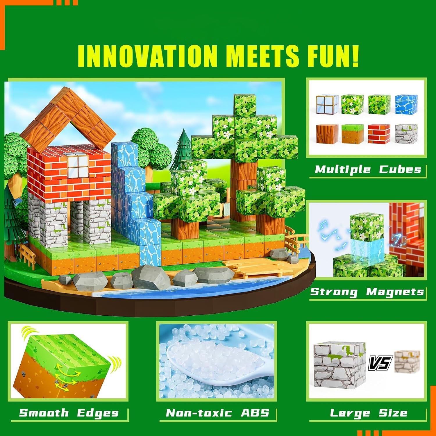 Without Box 3D Magnetic Cube World Blocks with Characters 68 and 108 Pieces - 322
