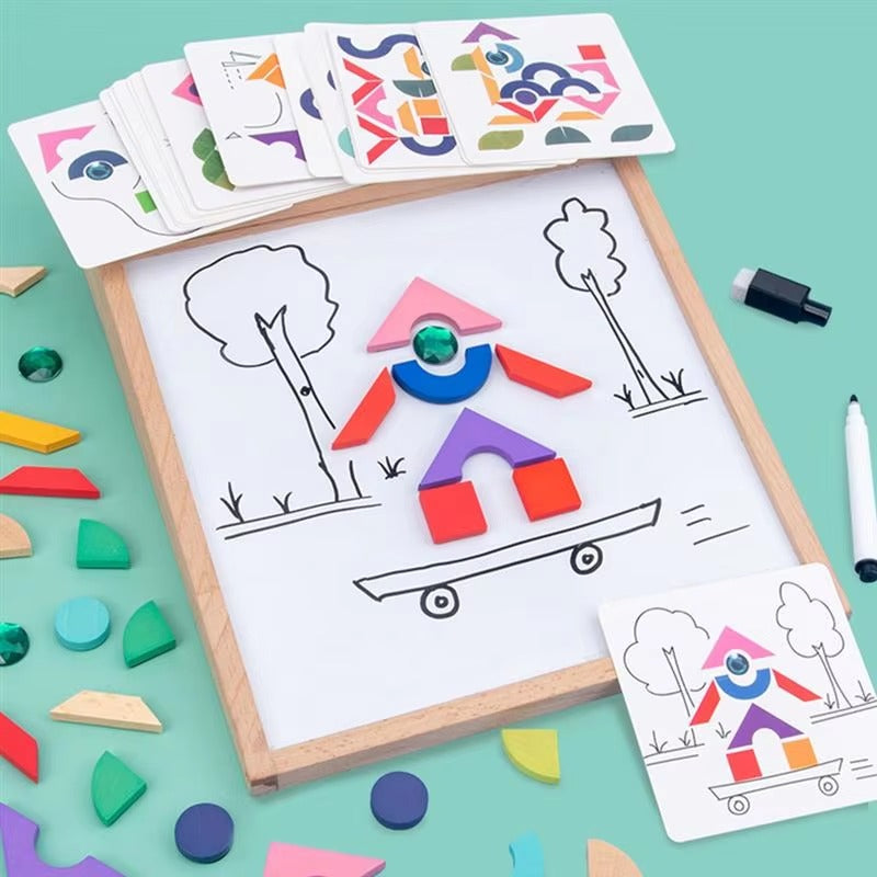 Multifunctional Wooden Magnetic Board Drawing Puzzle - 659