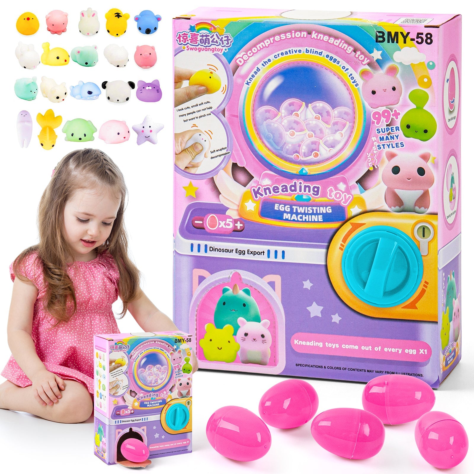Random Animal Dispenser Machine Toys Interactive Twist Toy with 5 Random Animal Eggs Creative Play Gift for Kids Ages 3+