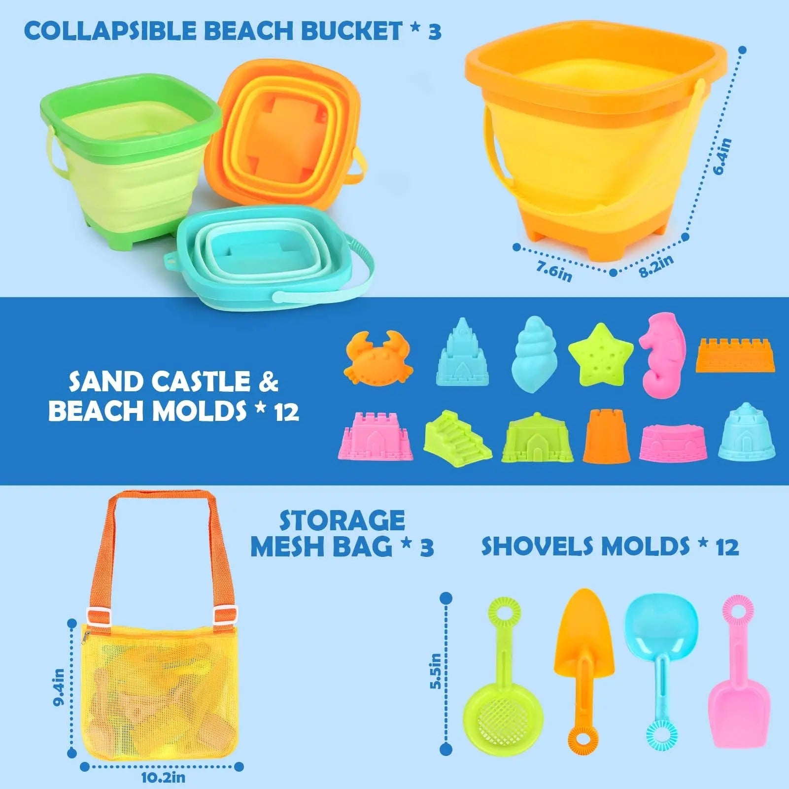 Ensemble de 30 jouets de plage pliables pour enfants de 3 à 10 ans