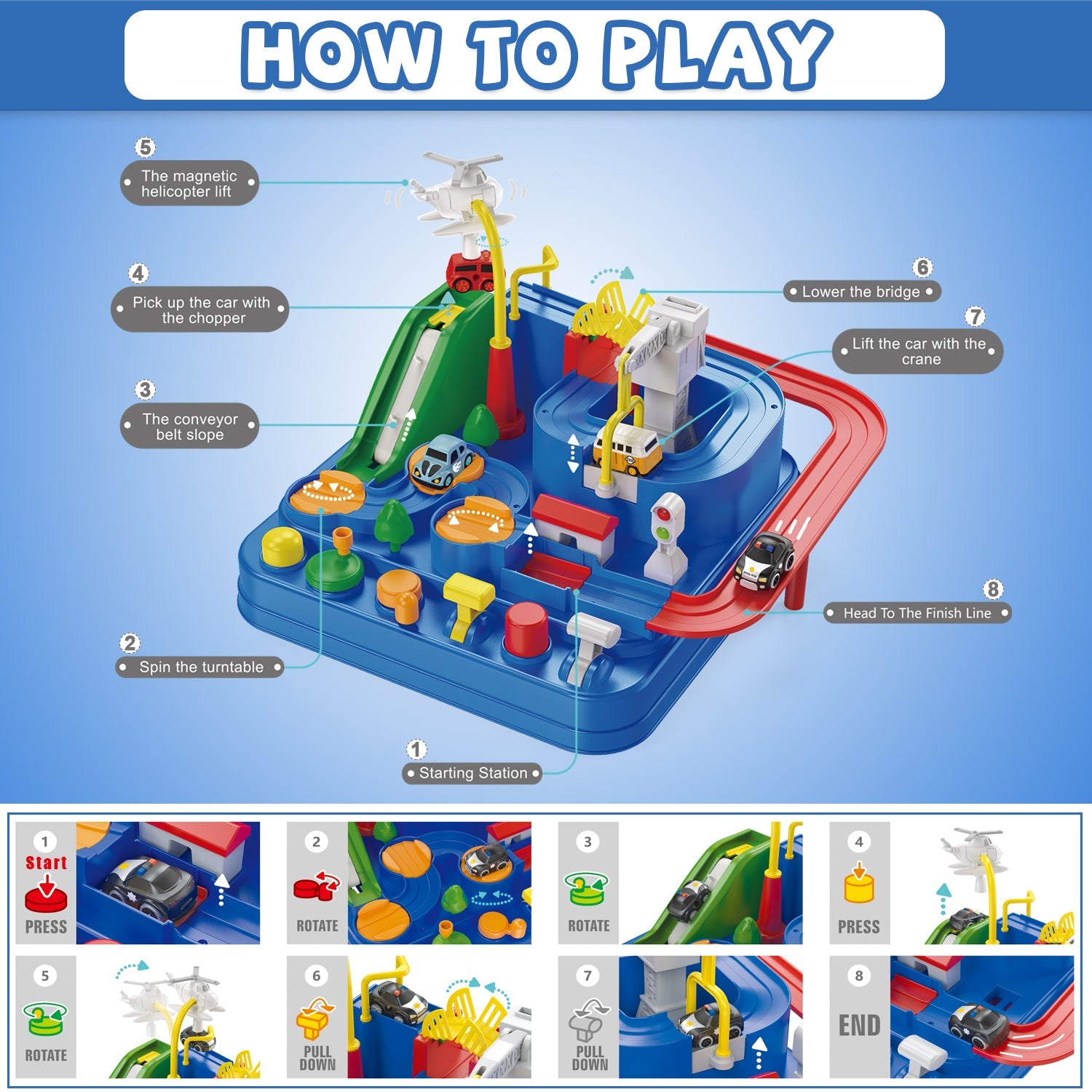 Car Adventure Toys Race Track for Toddlers