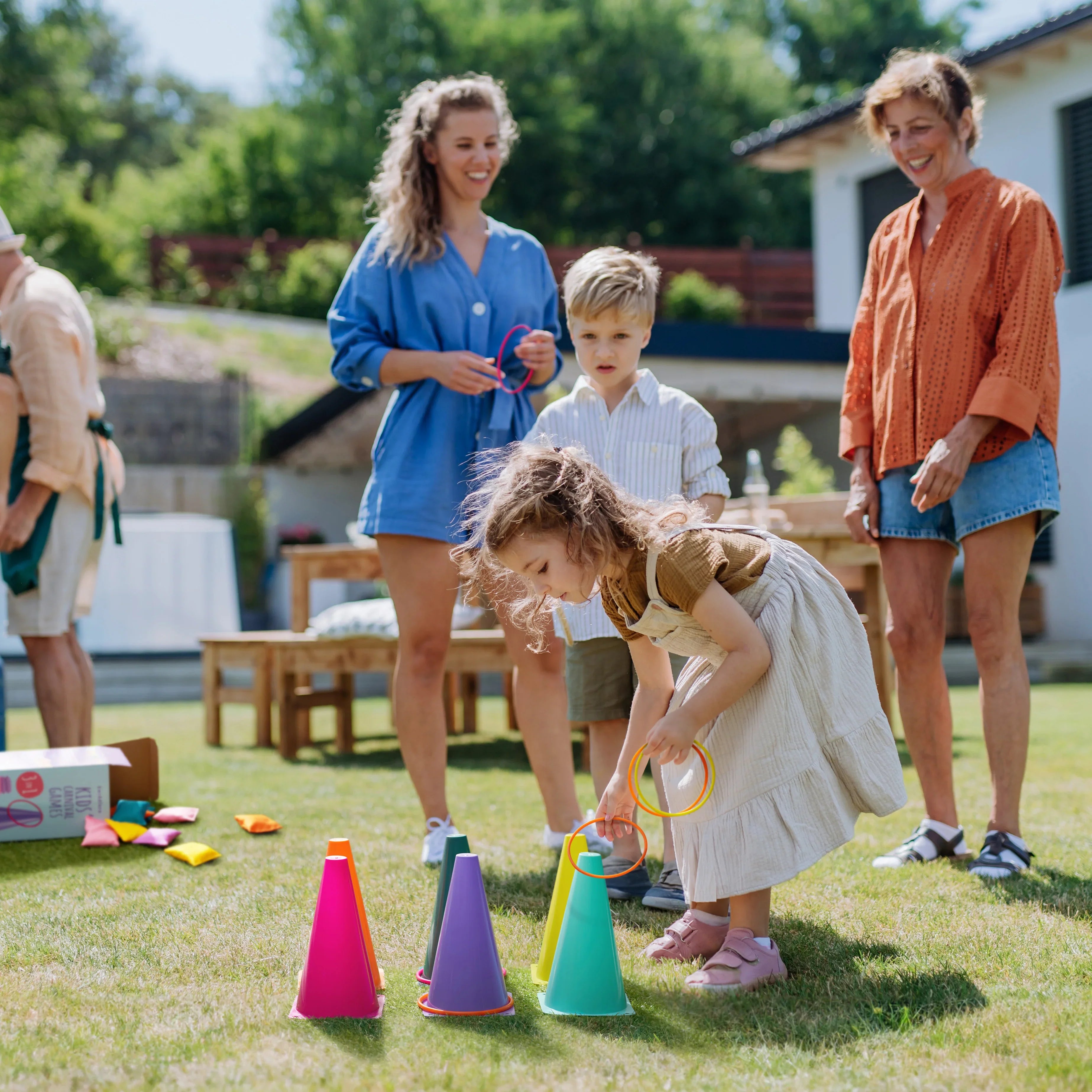 3-in-1 Kids Carnival Outdoor Game Set – Ring Toss, Bean Bag & Hoopla Party Toy for Backyard & Birthday Fun