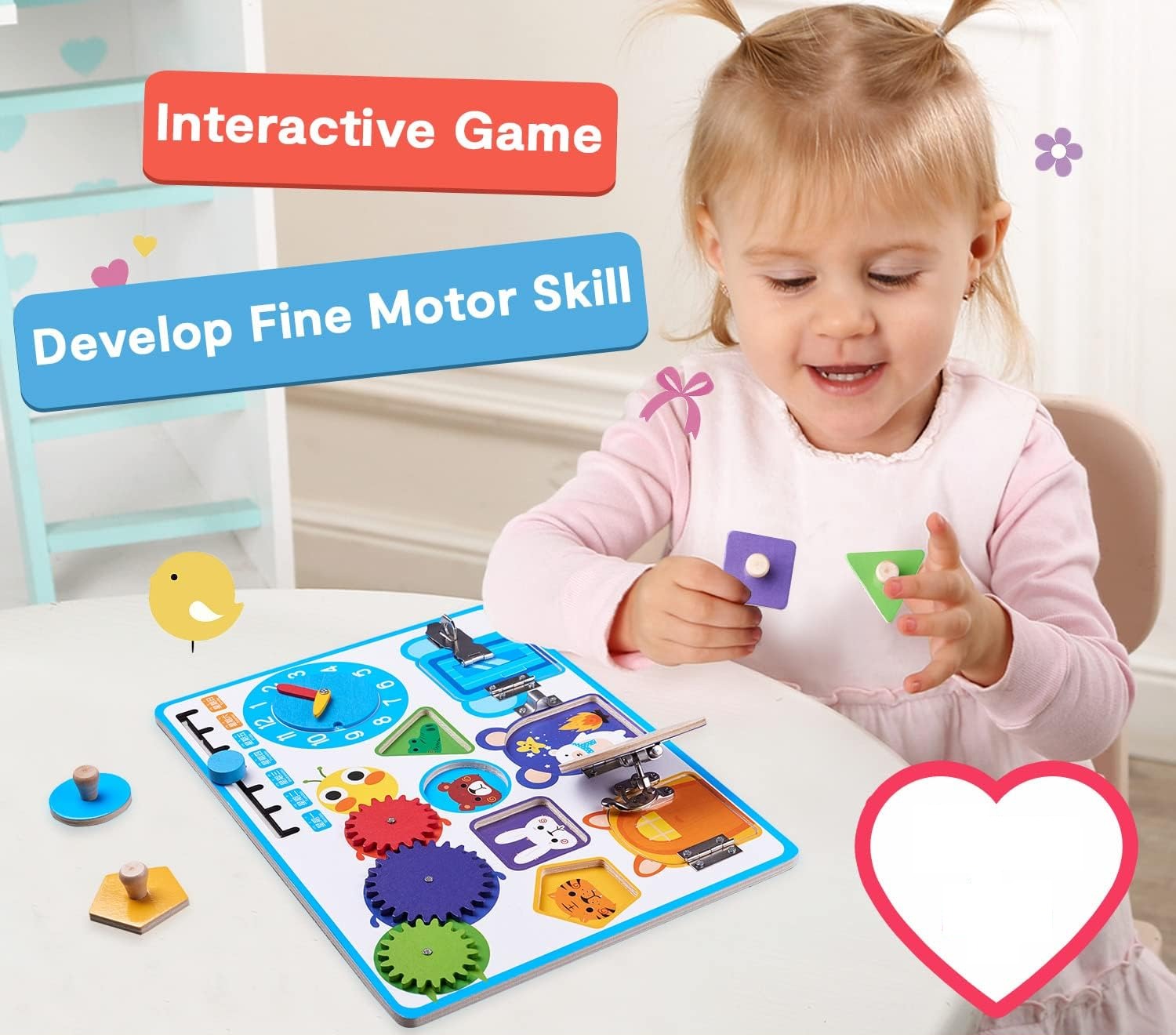 Wooden Shape Sensory Activity Busy Board - 000