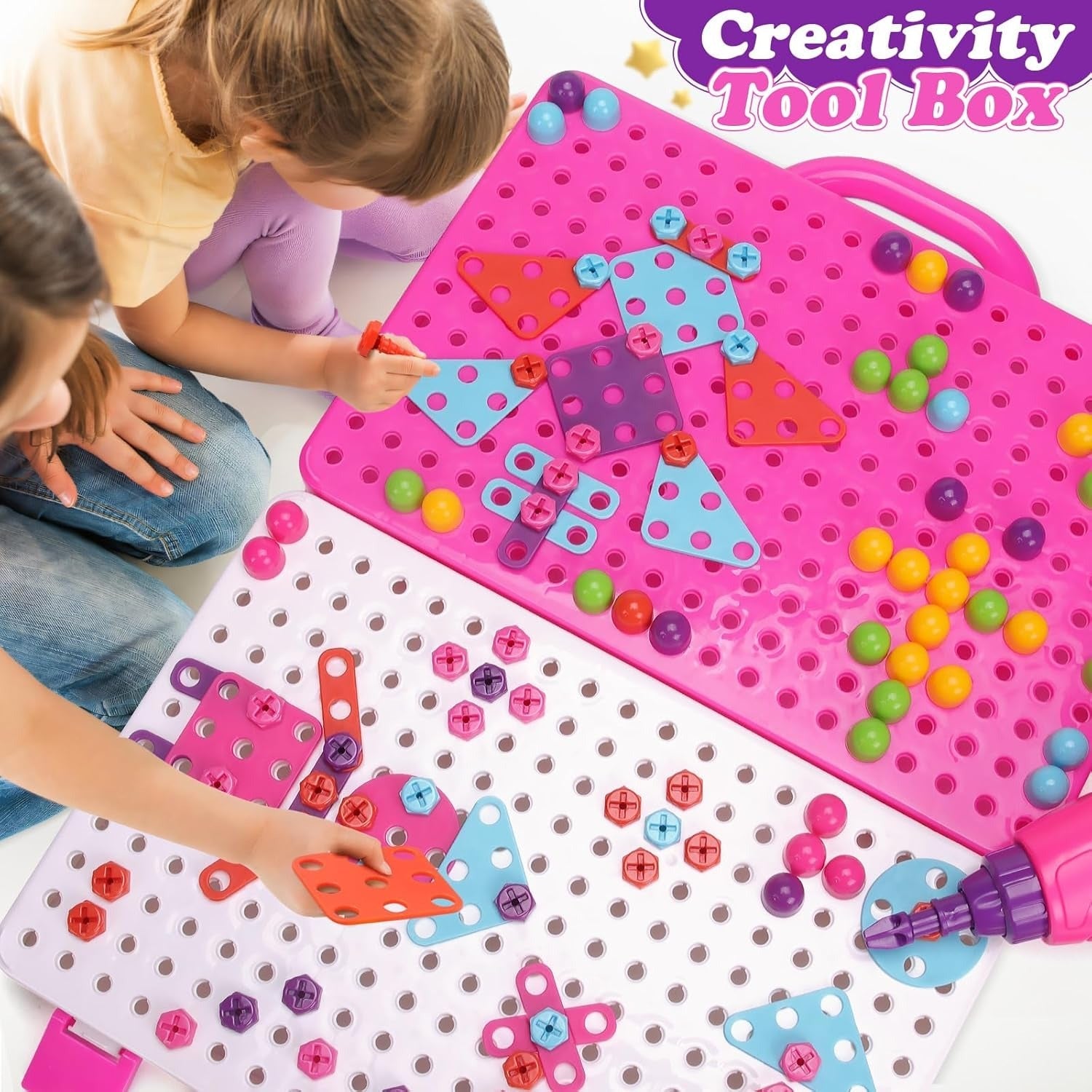 3in1 DIY Creative Magic Panel Electric Drill Tool Play Set 666 - Pink