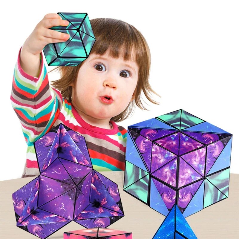 Fidtoy Montessori Magnetic Magic Shapeshifting Cube – STEM Creative Toy for Kids 4+