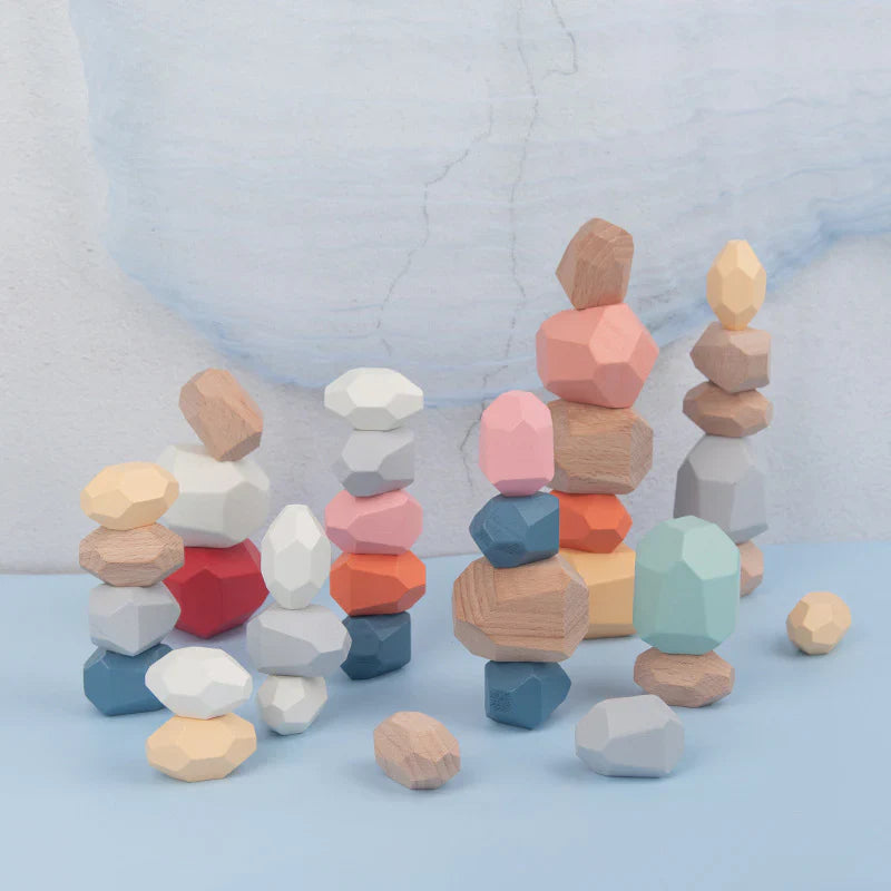 Wooden Sorting Stacking Rocks Balancing Stones