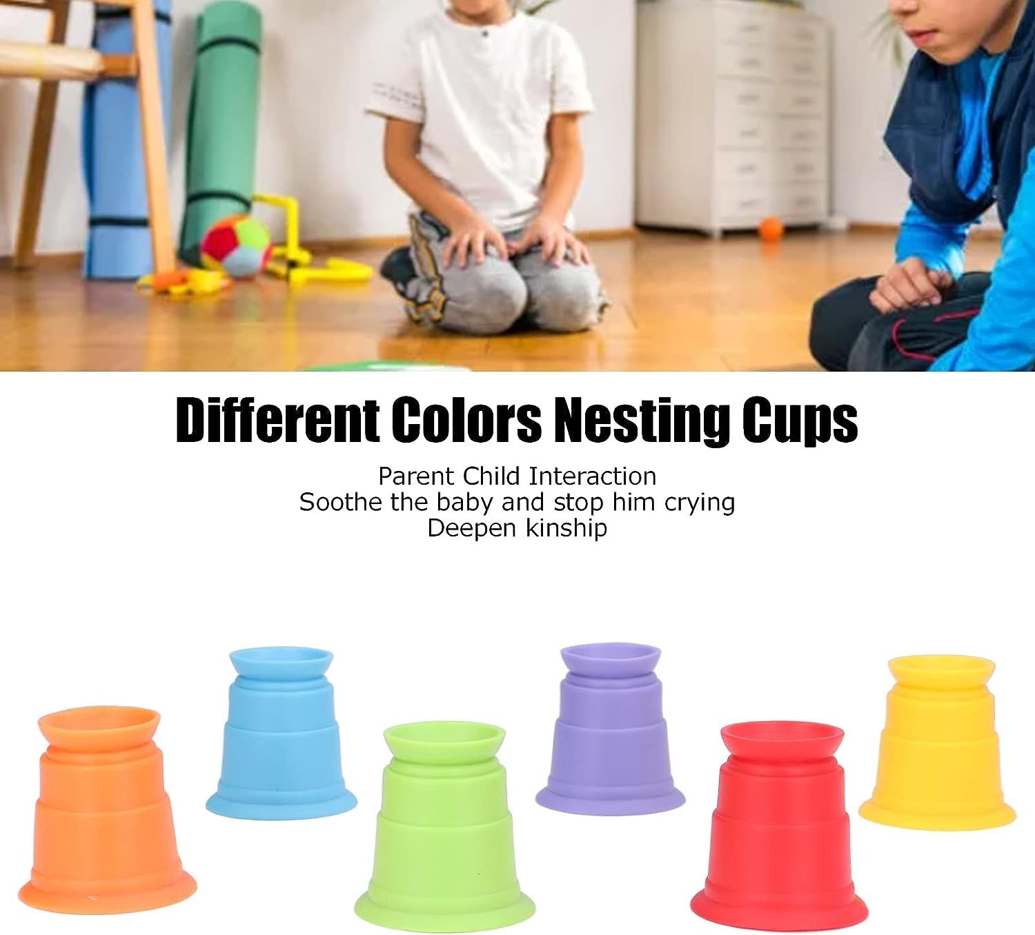 Vasos apilables de goma blanda de colores - 6 piezas