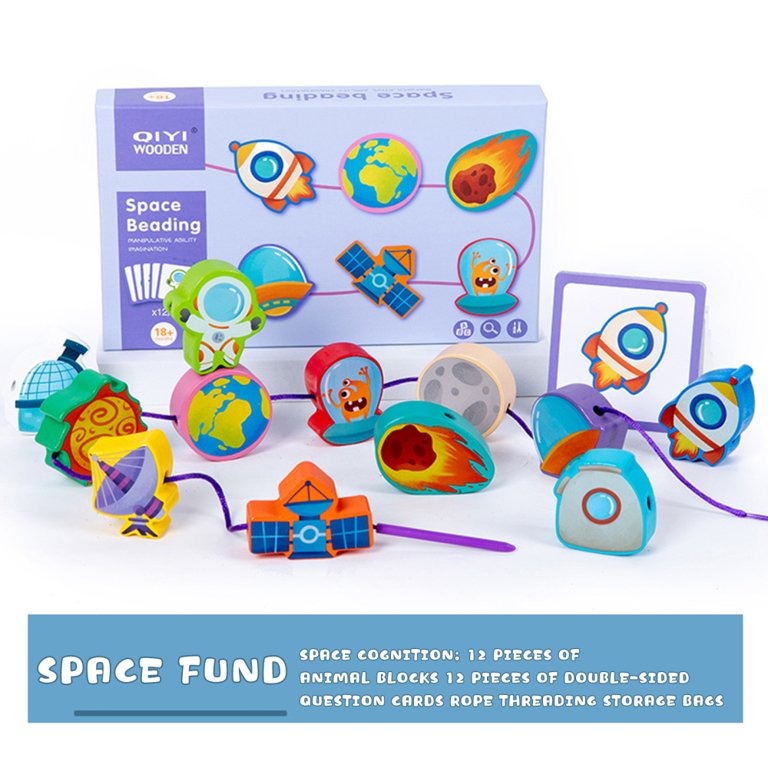Wooden String Space Beading with 12 Cards - 698