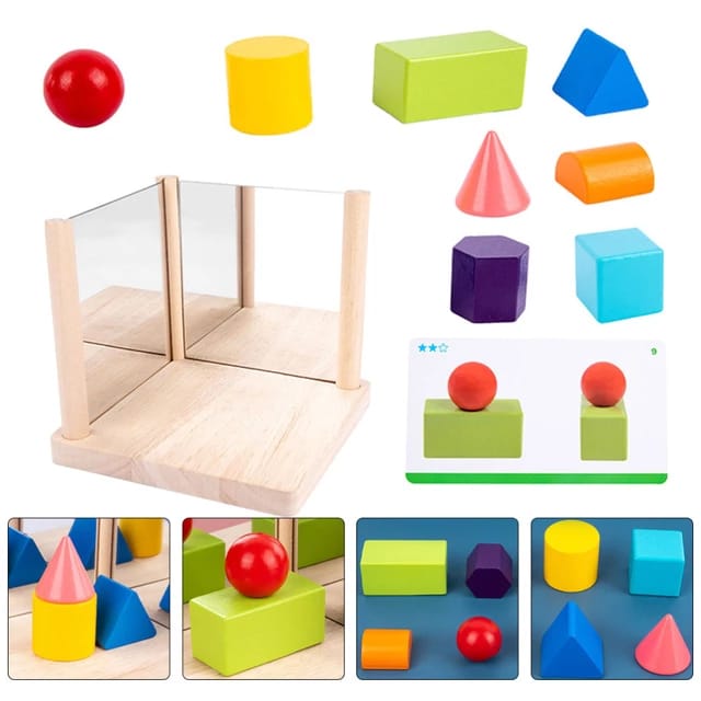 Mirror Wooden 3D Shape Pattern Blocks - 893