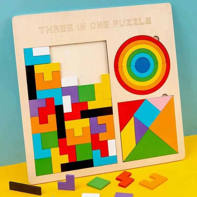 3 in 1 Tetiris, Tangram & Rainbow Pattern Board