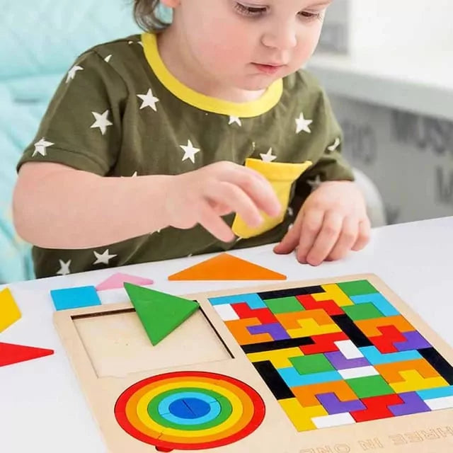 3 in 1 Tetiris, Tangram & Rainbow Pattern Board