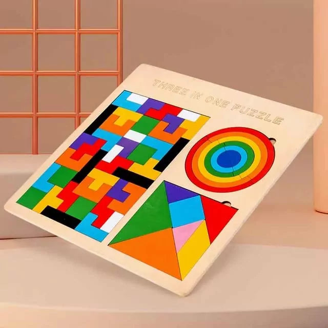 3 in 1 Tetiris, Tangram & Rainbow Pattern Board