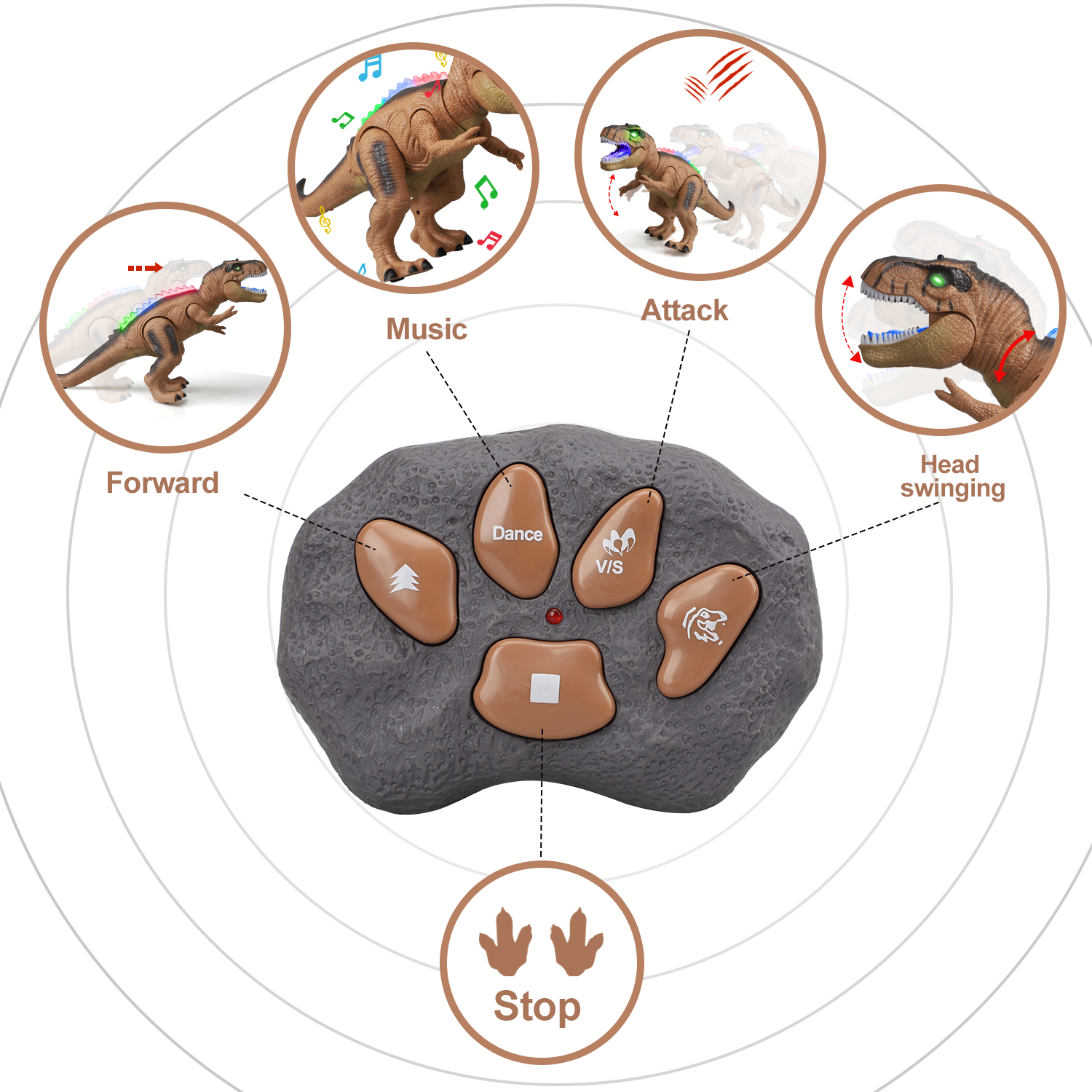 Fidtoy Remote Control LED Dinosaur Toy for Kids with Roar