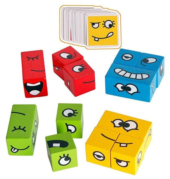Fidtoy Wooden Facial Expression Matching Game – Educational Memory & Logic Puzzle Toy for Kids Ages 3+