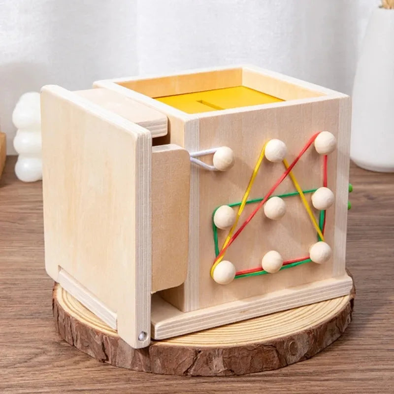 Fidtoy Montessori Wooden Object Permanence Box – 8-in-1 Shape Sorting Activity Toy for Toddlers