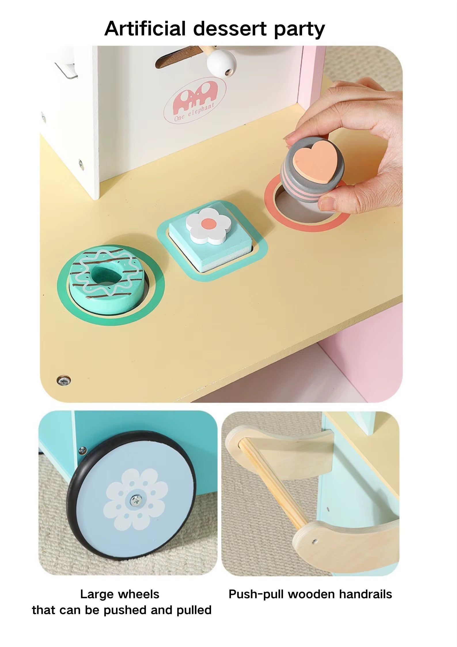 Wooden Ice Cream Cart for Kids | Pretend Play Dessert Shop with Wheels & Cash Register (3–7 Years)